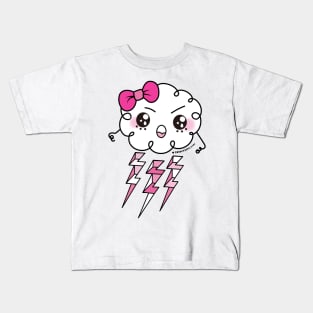 lightning bolt, cute kawaii cloud Kids T-Shirt